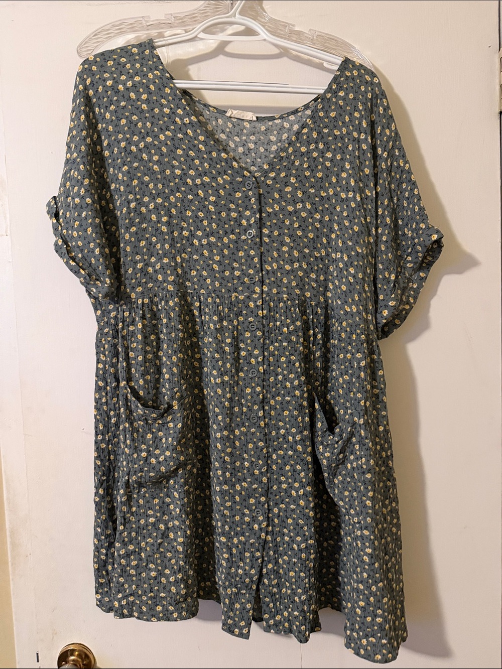Kori Blue Floral Dress with Yellow Accents
